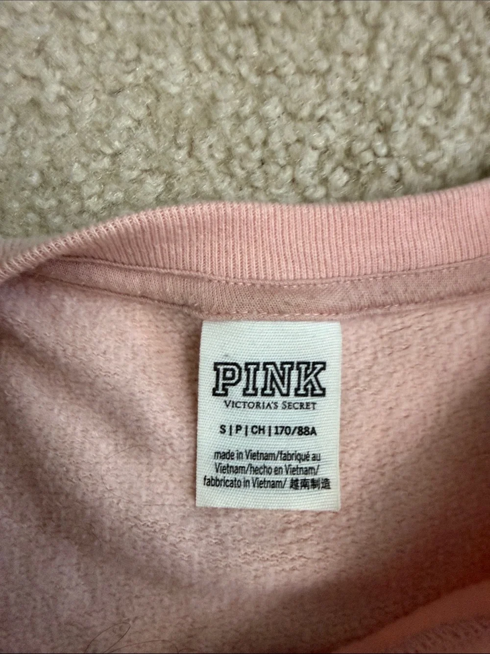 PINK Victoria's Secret Light Pink Crewneck Sweatshirt with Black Script